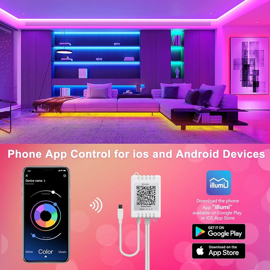 Color Changing LED Strip Lights with Remote Control - Flexible RGB Decoration Lighting