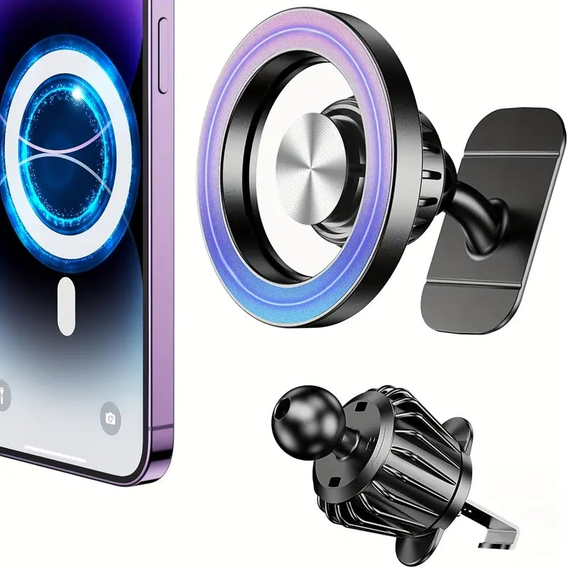 Magnetic Car Phone Mount - 20 Magnets, 360° Rotation, Hands-Free Dashboard Holder
