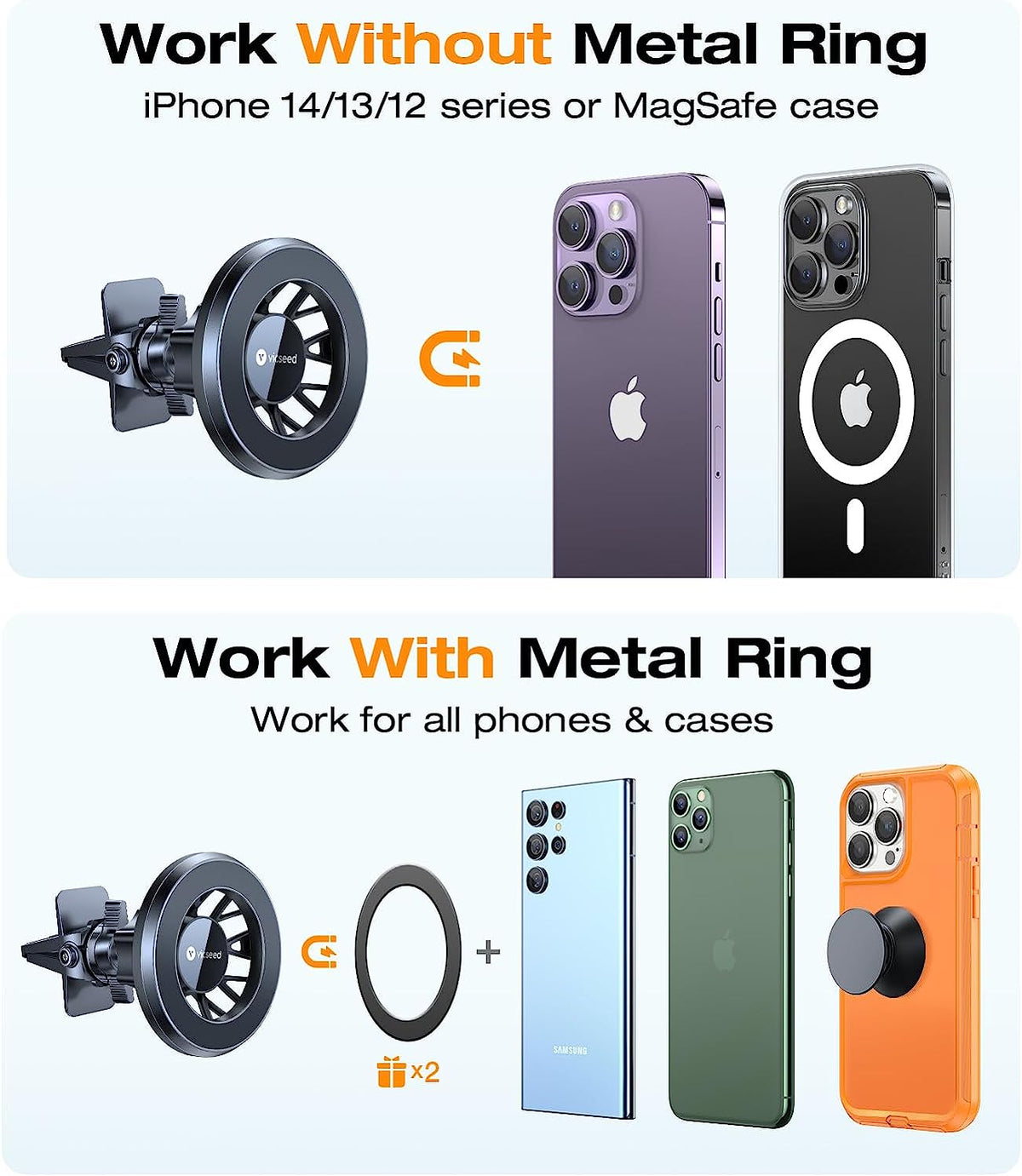 Magnetic Car Phone Mount - 20 Magnets, 360° Rotation, Hands-Free Dashboard Holder