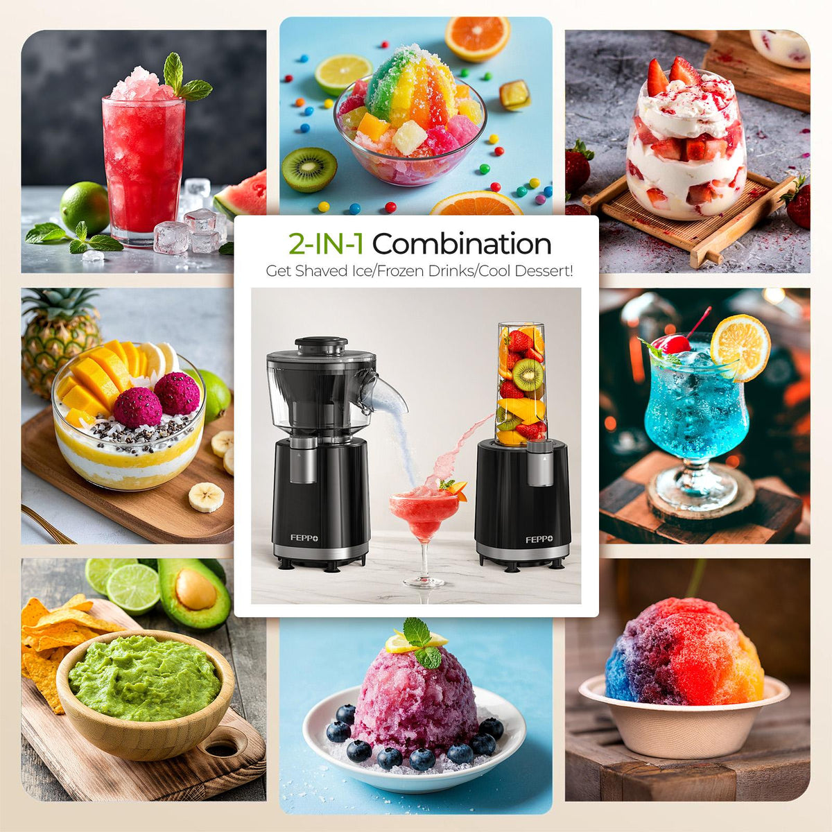 FEPPO Powerful Smoothie Blender - Stainless Steel, Margaritas & Shakes