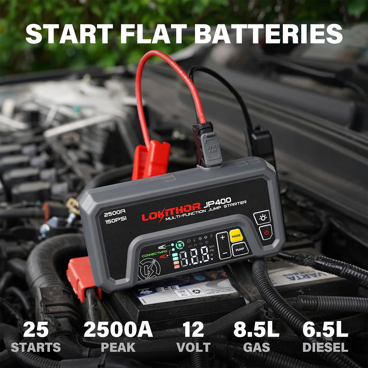 LOKITHOR JP400 Jump Starter with Air Compressor for 8.5L Gas/6.5L Diesel
