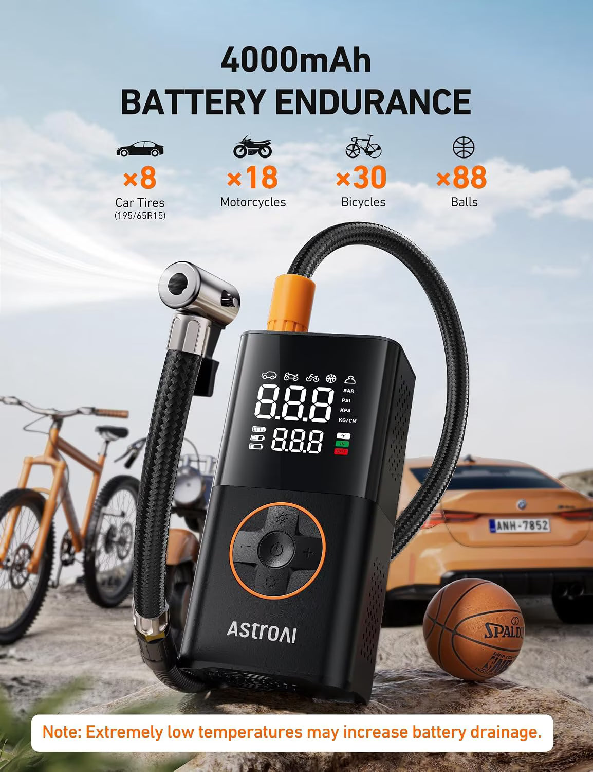 AstroAI L7 Portable Tire Inflator Air Compressor - Cars & Motorcycles