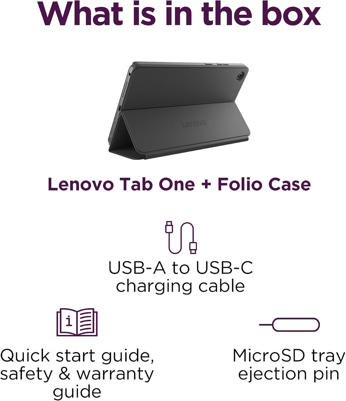 Lenovo Tab One - Lightweight Tablet - up to 12.5 Hours of YouTube Streaming - 8.7" HD Display - 4 GB Memory - 64 GB Storage - MediaTek Helio G85 - Includes Folio Case