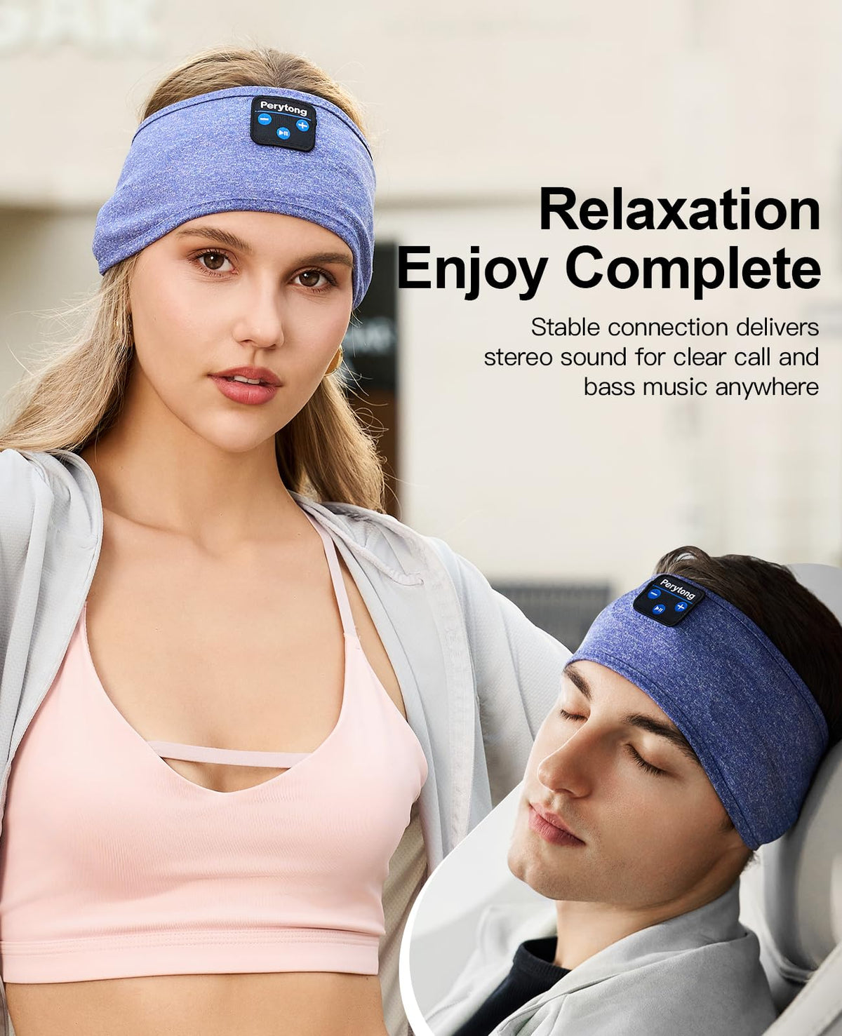 Perytong Sleep Headphones Wireless, Bluetooth Sports Headband Headphones with Ultra-Thin HD Stereo Speakers Perfect for Sleeping,Workout,Jogging,Yoga,Insomnia, Air Travel, Meditation (Charcoal Grey)