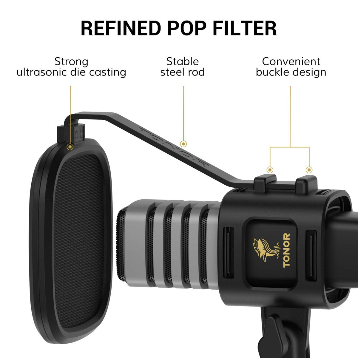TONOR RGB USB Microphone, Cardioid Condenser Computer PC Mic with Tripod Stand, Pop Filter, Shock Mount for Gaming, Streaming, Podcasting, YouTube, Twitch, Compatible with Laptop Desktop,TC30 with RGB