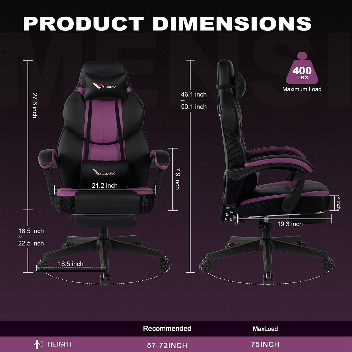 Gaming Chair Big and Tall for Heavy People 400 lbs, Wide Seat Office Chair