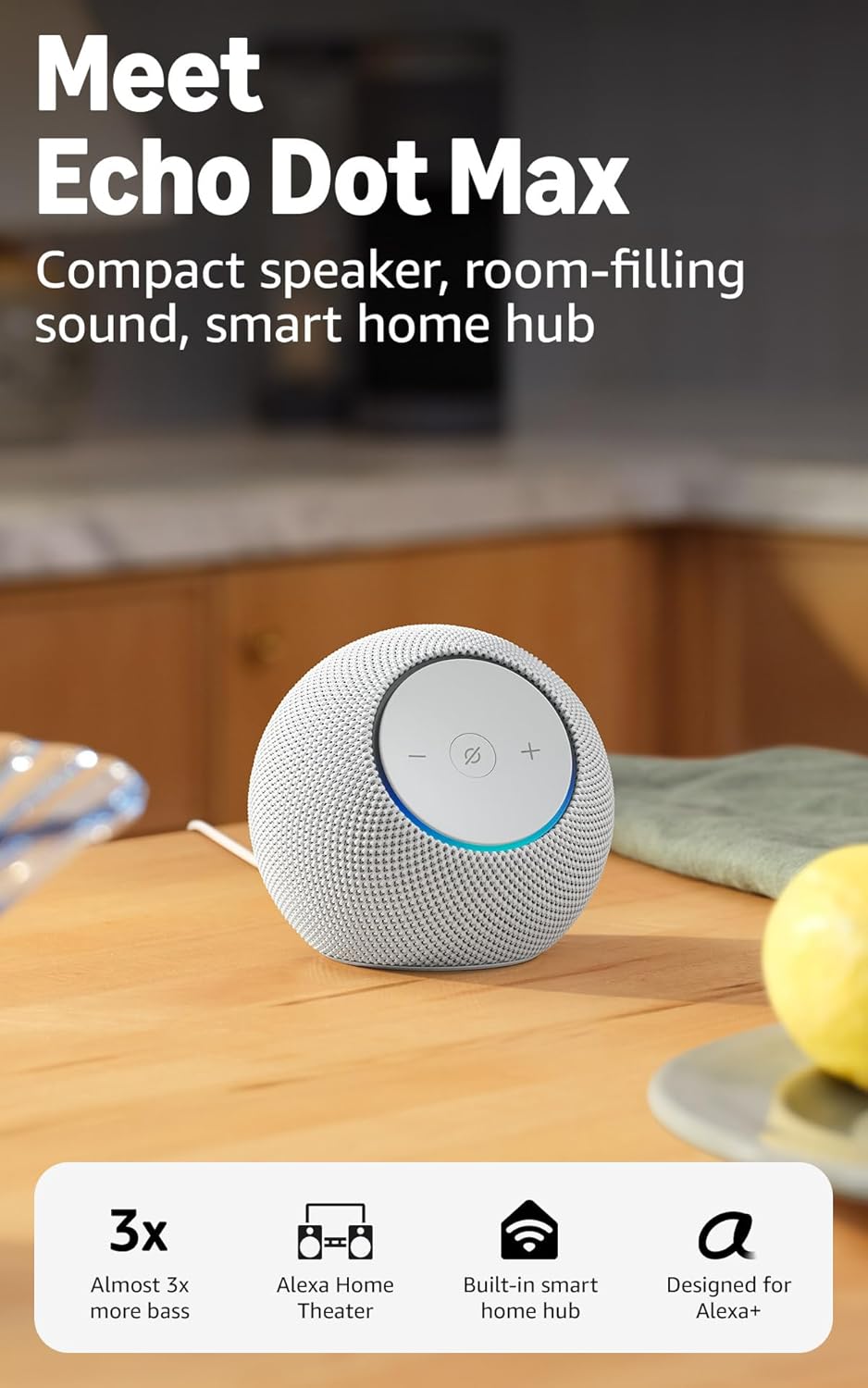 Amazon Echo Dot Max (Newest Model) - Alexa Smart Speaker, Glacier White