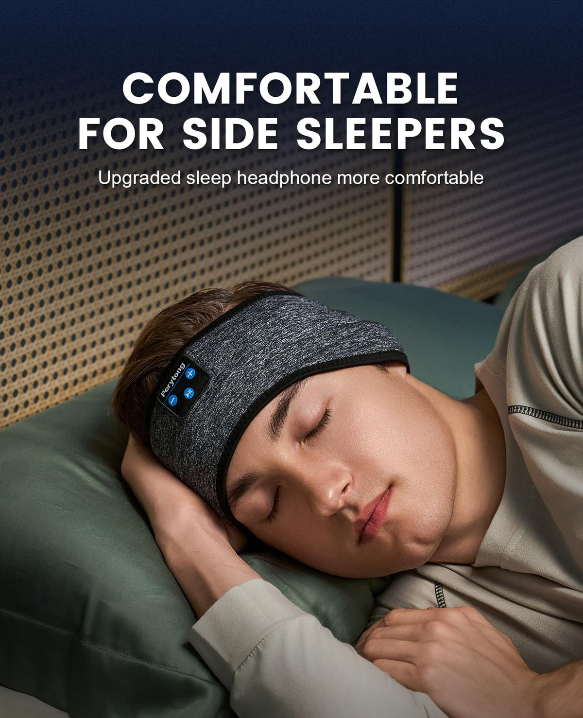 Perytong Sleep Headphones Wireless, Bluetooth Sports Headband Headphones with Ultra-Thin HD Stereo Speakers Perfect for Sleeping,Workout,Jogging,Yoga,Insomnia, Air Travel, Meditation (Charcoal Grey)