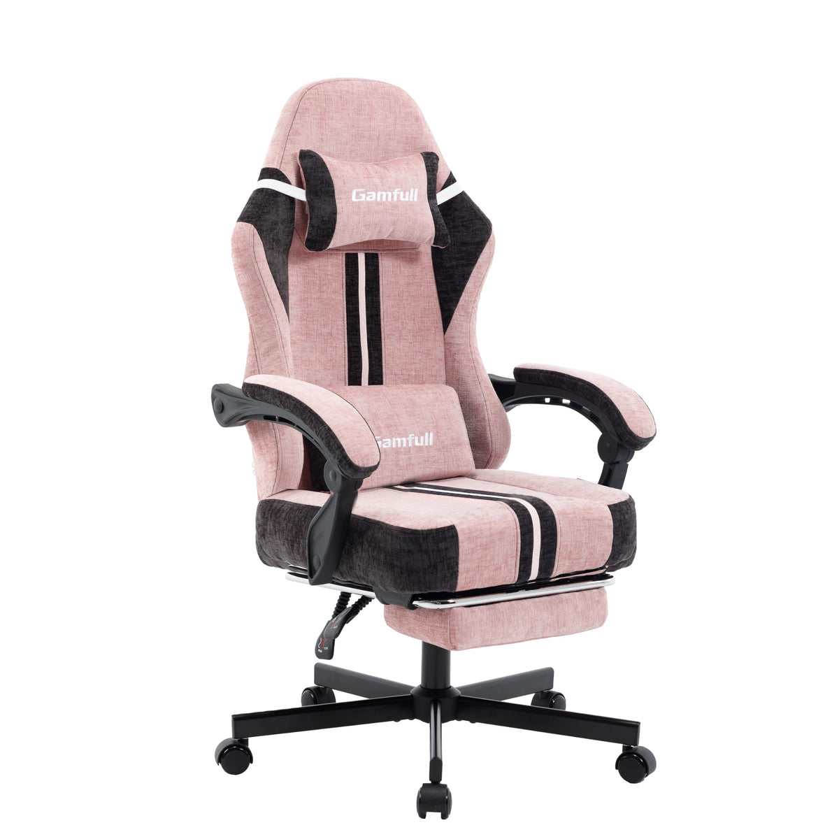 Fabric Gaming Chair for Adults,Video Game Chairs with Footrest,Black&White