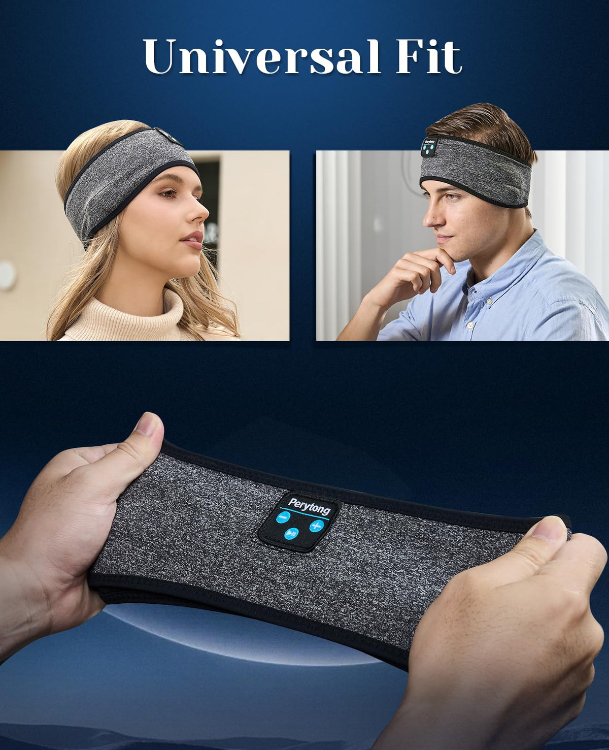 Perytong Sleep Headphones Wireless, Bluetooth Sports Headband Headphones with Ultra-Thin HD Stereo Speakers Perfect for Sleeping,Workout,Jogging,Yoga,Insomnia, Air Travel, Meditation (Charcoal Grey)
