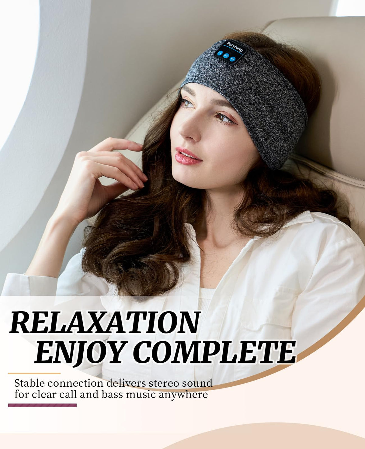 Perytong Sleep Headphones Wireless, Bluetooth Sports Headband Headphones with Ultra-Thin HD Stereo Speakers Perfect for Sleeping,Workout,Jogging,Yoga,Insomnia, Air Travel, Meditation (Charcoal Grey)