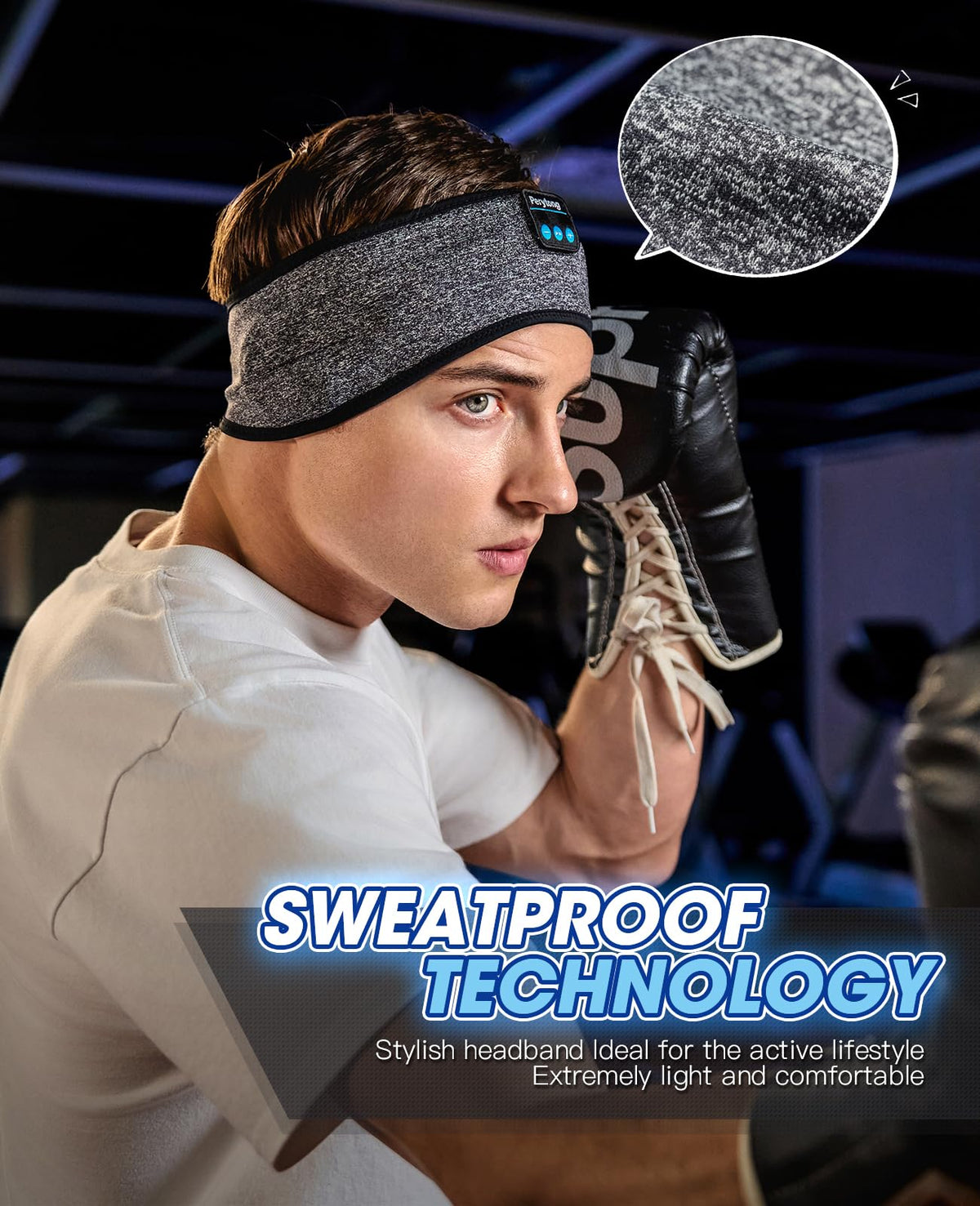 Perytong Sleep Headphones Wireless, Bluetooth Sports Headband Headphones with Ultra-Thin HD Stereo Speakers Perfect for Sleeping,Workout,Jogging,Yoga,Insomnia, Air Travel, Meditation (Charcoal Grey)