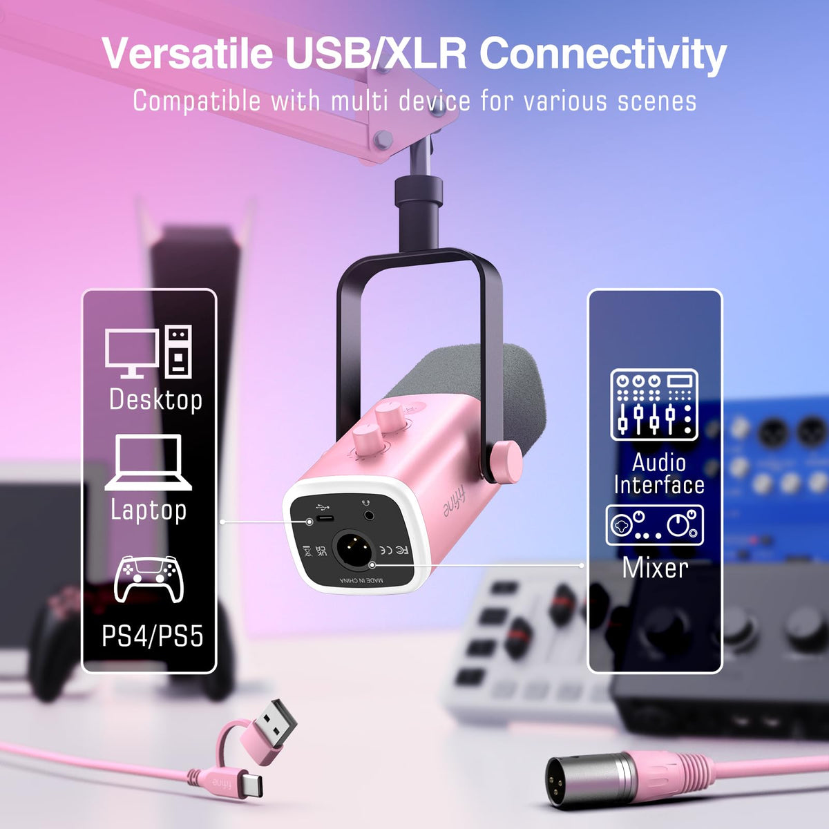FIFINE AmpliGame AM8T XLR/USB Gaming Microphone Set, Dynamic PC Mic