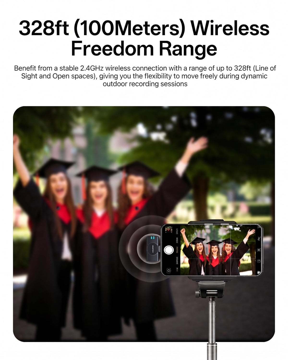 Kasohqee Wireless Lavalier Microphone for iPhone 17/16/15/14, iPad & Android