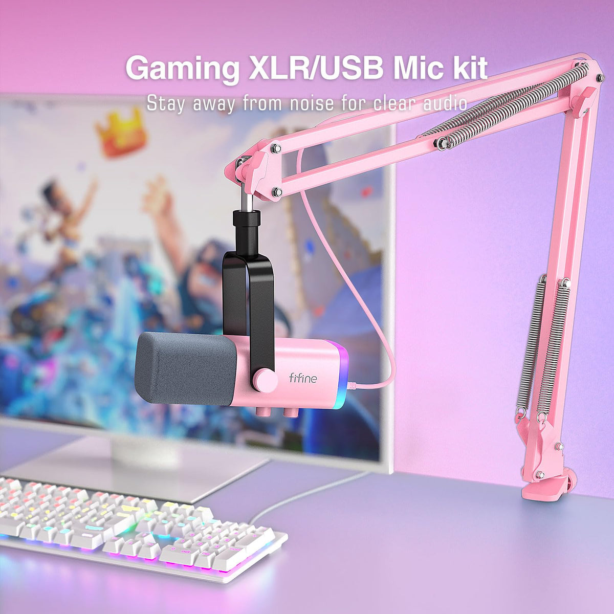 FIFINE AmpliGame AM8T XLR/USB Gaming Microphone Set, Dynamic PC Mic