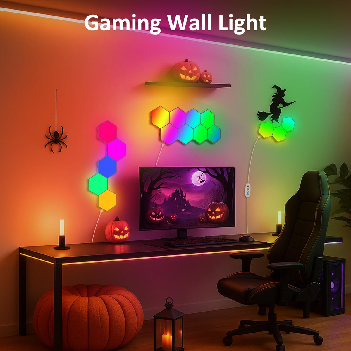 NIUCOO 8 Pack Hexagon LED Wall Panels - Smart RGB Gaming Lights, App & Music Sync, USB-Powered