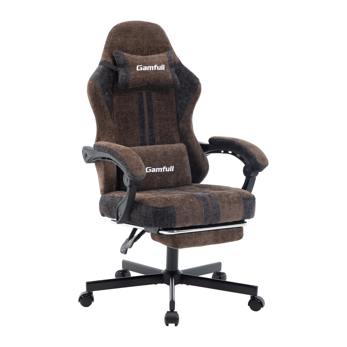 Fabric Gaming Chair for Adults,Video Game Chairs with Footrest,Black&White