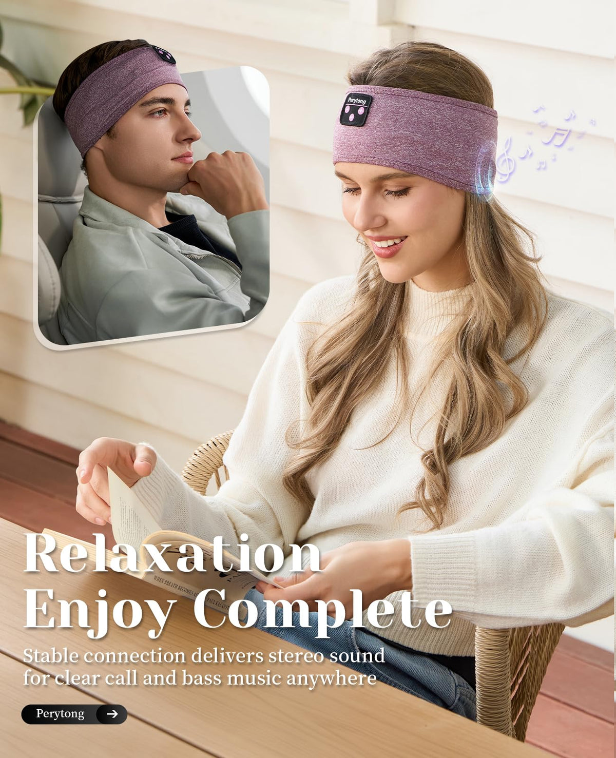 Perytong Sleep Headphones Wireless, Bluetooth Sports Headband Headphones with Ultra-Thin HD Stereo Speakers Perfect for Sleeping,Workout,Jogging,Yoga,Insomnia, Air Travel, Meditation (Charcoal Grey)