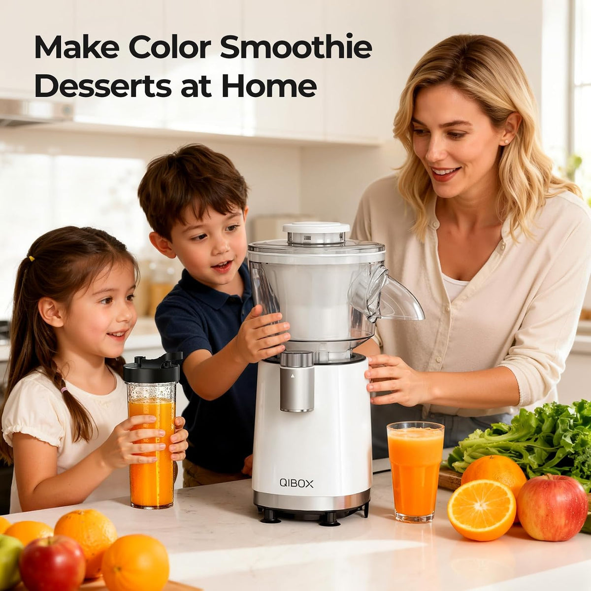 QIBOX 2-in-1 Snow Cone Machine & Smoothie Blender | 700W Electric Ice Shaver for Home Kitchen | Perfect for Kids' Birthday Parties, Summer BBQs & Daily Breakfast Smoothies
