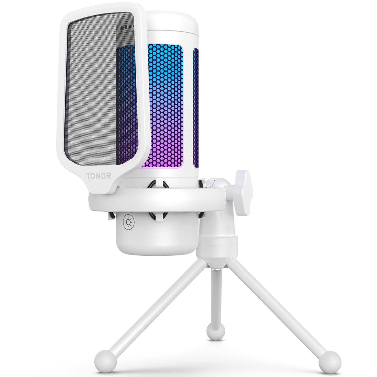 TONOR Gaming Microphone Set with Boom Arm, Vocal Condenser Microphone for Content Creators, USB Mic for PC with Stand, RGB, Tap Mute, Gain Control, Gaming Equipemnt, Twitch, Streaming, TC310+