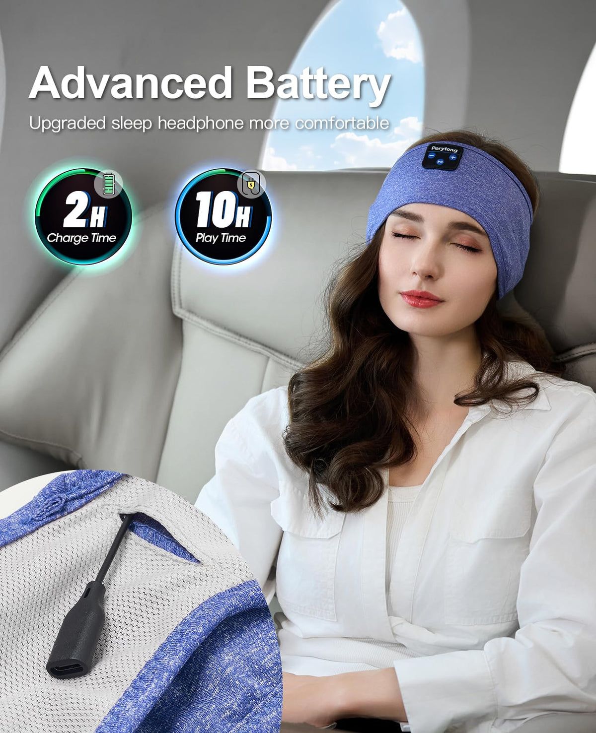 Perytong Sleep Headphones Wireless, Bluetooth Sports Headband Headphones with Ultra-Thin HD Stereo Speakers Perfect for Sleeping,Workout,Jogging,Yoga,Insomnia, Air Travel, Meditation (Charcoal Grey)