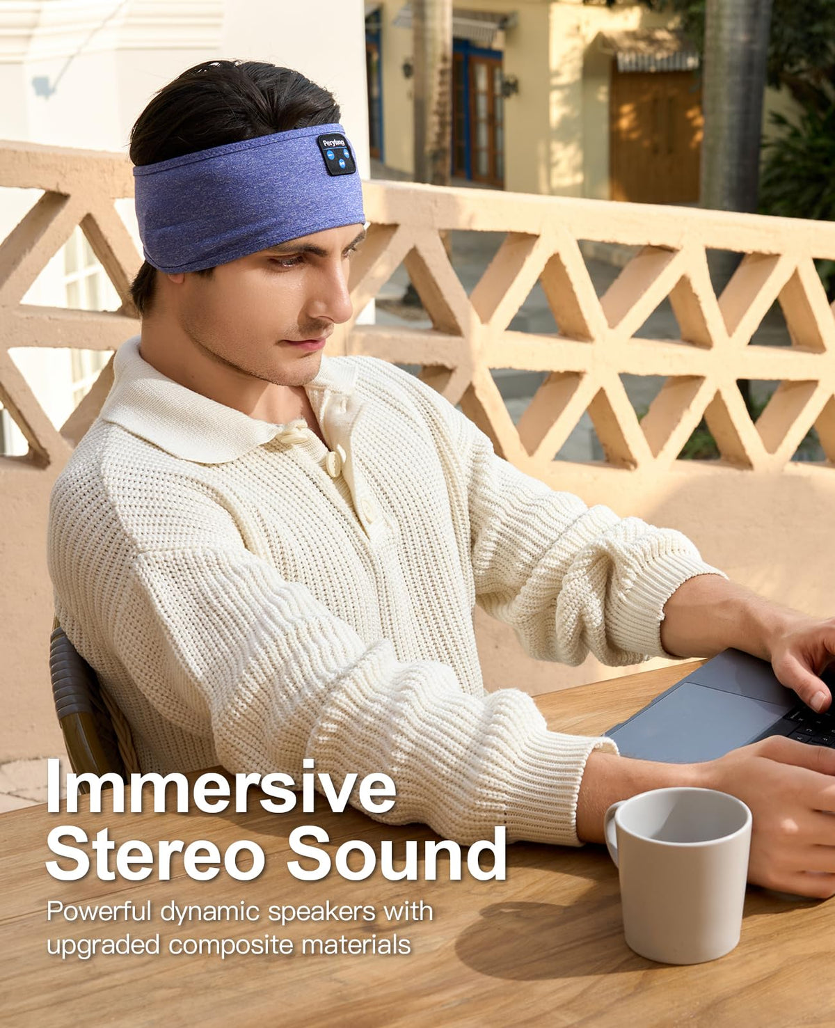 Perytong Sleep Headphones Wireless, Bluetooth Sports Headband Headphones with Ultra-Thin HD Stereo Speakers Perfect for Sleeping,Workout,Jogging,Yoga,Insomnia, Air Travel, Meditation (Charcoal Grey)
