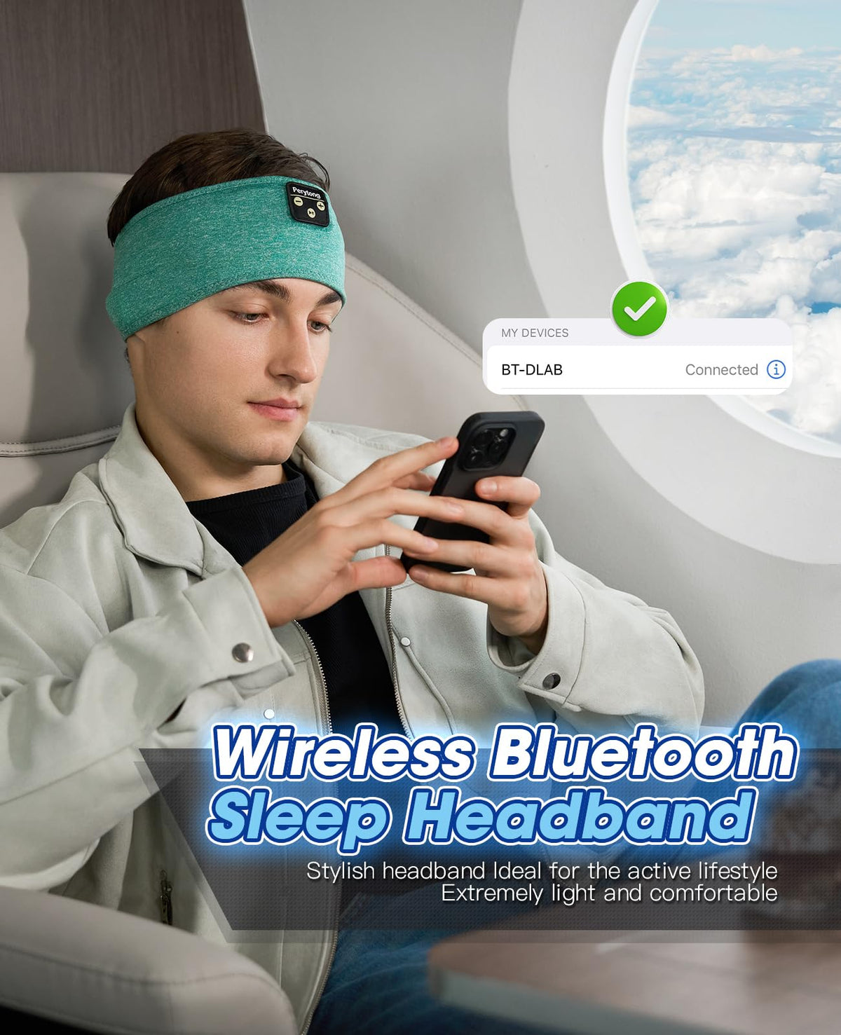 Perytong Sleep Headphones Wireless, Bluetooth Sports Headband Headphones with Ultra-Thin HD Stereo Speakers Perfect for Sleeping,Workout,Jogging,Yoga,Insomnia, Air Travel, Meditation (Charcoal Grey)