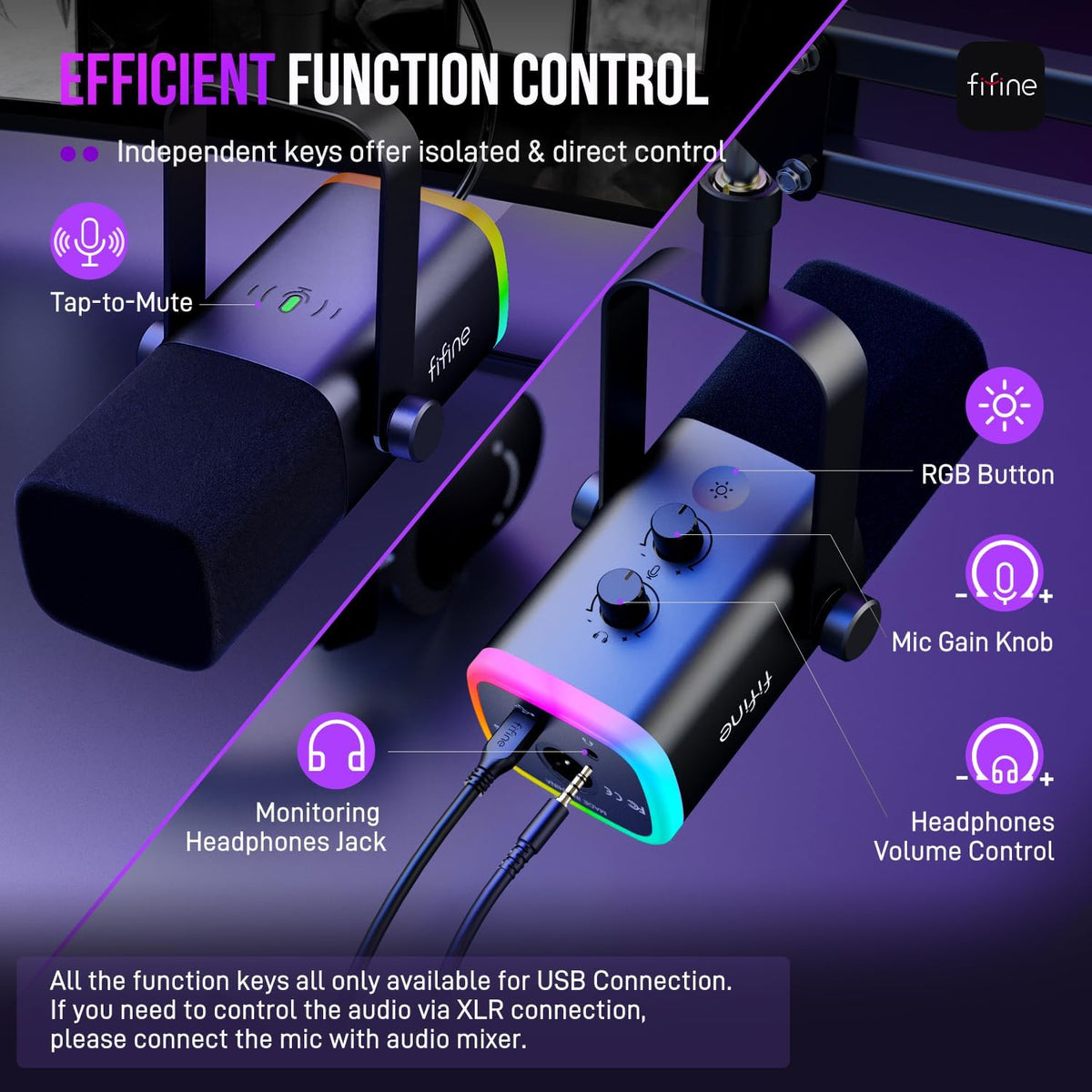 FIFINE AmpliGame AM8T XLR/USB Gaming Microphone Set, Dynamic PC Mic