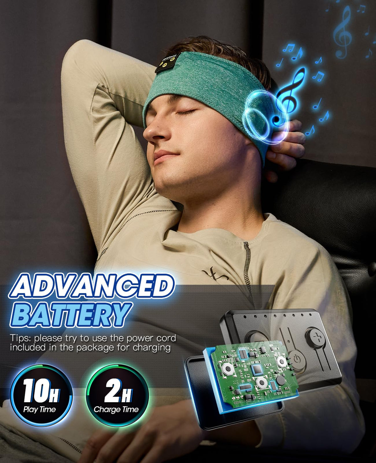 Perytong Sleep Headphones Wireless, Bluetooth Sports Headband Headphones with Ultra-Thin HD Stereo Speakers Perfect for Sleeping,Workout,Jogging,Yoga,Insomnia, Air Travel, Meditation (Charcoal Grey)
