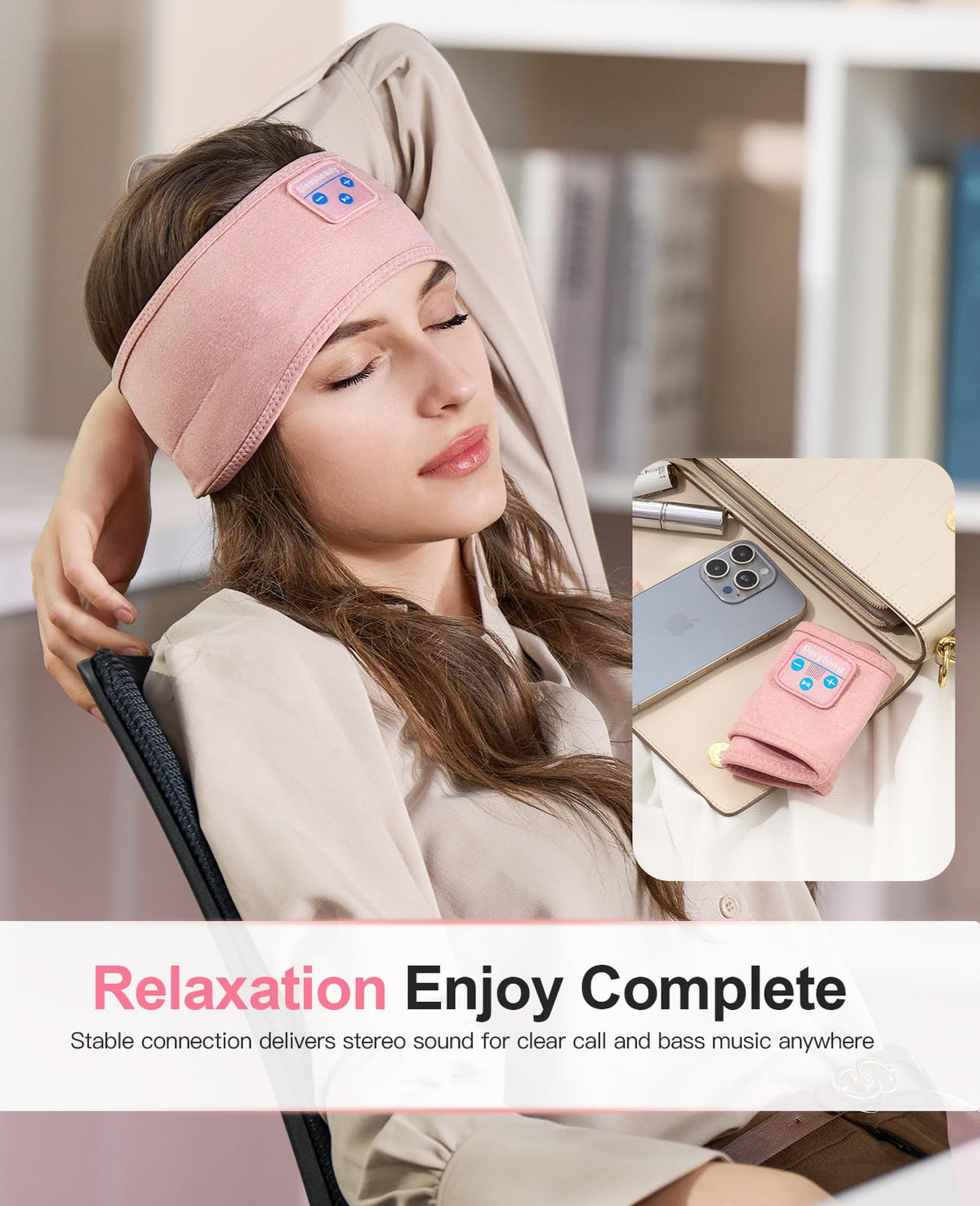 Perytong Sleep Headphones Wireless, Bluetooth Sports Headband Headphones with Ultra-Thin HD Stereo Speakers Perfect for Sleeping,Workout,Jogging,Yoga,Insomnia, Air Travel, Meditation (Charcoal Grey)