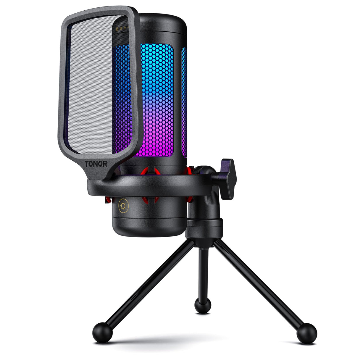 TONOR Gaming Microphone Set with Boom Arm, Vocal Condenser Microphone for Content Creators, USB Mic for PC with Stand, RGB, Tap Mute, Gain Control, Gaming Equipemnt, Twitch, Streaming, TC310+