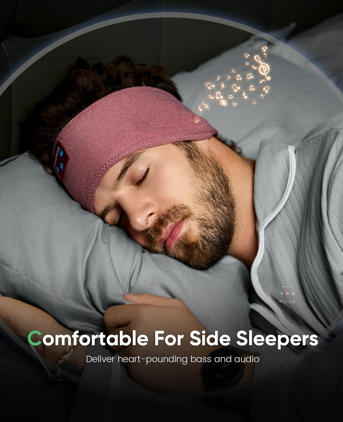 Perytong Sleep Headphones Wireless, Bluetooth Sports Headband Headphones with Ultra-Thin HD Stereo Speakers Perfect for Sleeping,Workout,Jogging,Yoga,Insomnia, Air Travel, Meditation (Charcoal Grey)