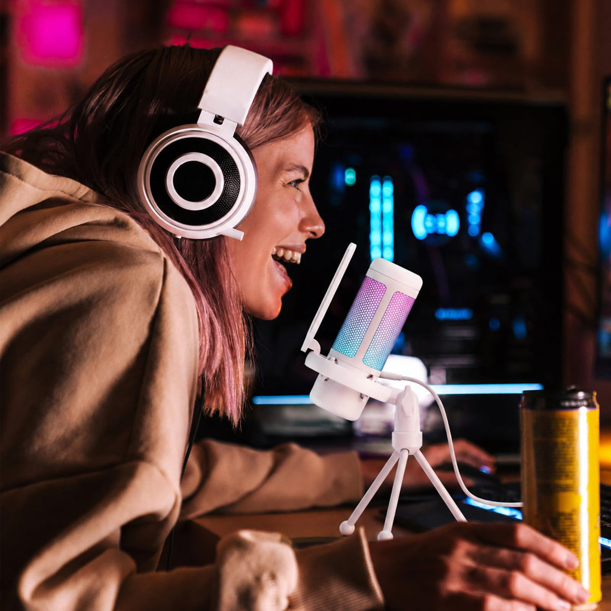 TONOR Gaming Microphone Set with Boom Arm, Vocal Condenser Microphone for Content Creators, USB Mic for PC with Stand, RGB, Tap Mute, Gain Control, Gaming Equipemnt, Twitch, Streaming, TC310+