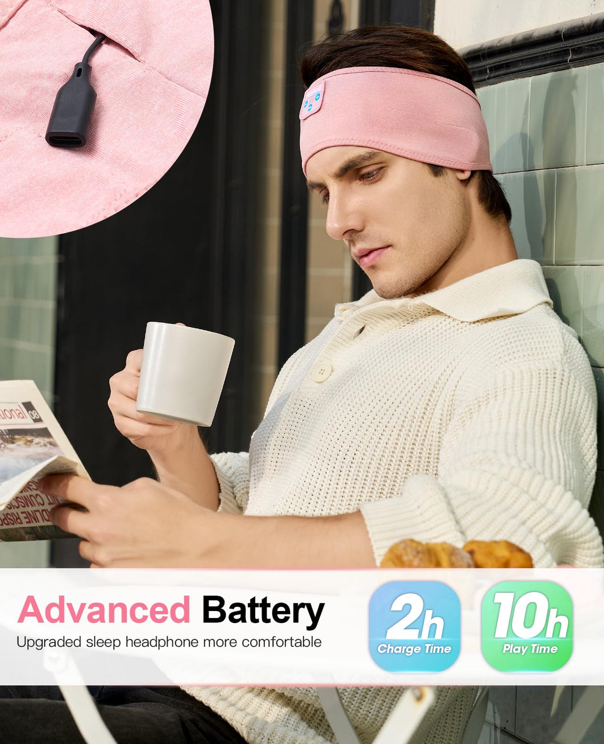 Perytong Sleep Headphones Wireless, Bluetooth Sports Headband Headphones with Ultra-Thin HD Stereo Speakers Perfect for Sleeping,Workout,Jogging,Yoga,Insomnia, Air Travel, Meditation (Charcoal Grey)