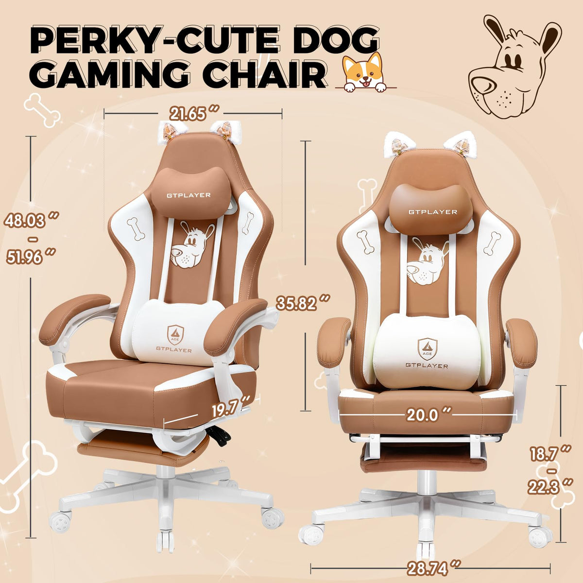 GTPLAYER Pink Gaming Chair Cute with Cat Ears Ergonomic Computer Chair with Cat Embroidery Adjustable Memory Foam Lumbar Support and Headrest Comfortable Reclining Office Chair Soft Velvet Fabric