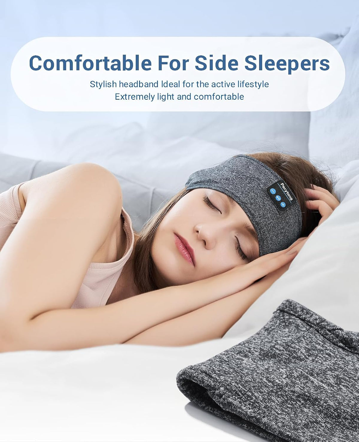 Perytong Sleep Headphones Wireless, Bluetooth Sports Headband Headphones with Ultra-Thin HD Stereo Speakers Perfect for Sleeping,Workout,Jogging,Yoga,Insomnia, Air Travel, Meditation (Charcoal Grey)
