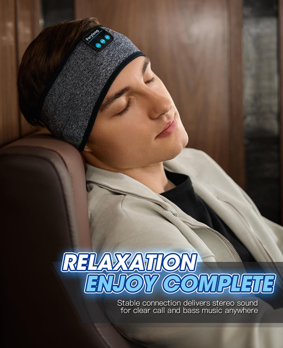 Perytong Sleep Headphones Wireless, Bluetooth Sports Headband Headphones with Ultra-Thin HD Stereo Speakers Perfect for Sleeping,Workout,Jogging,Yoga,Insomnia, Air Travel, Meditation (Charcoal Grey)
