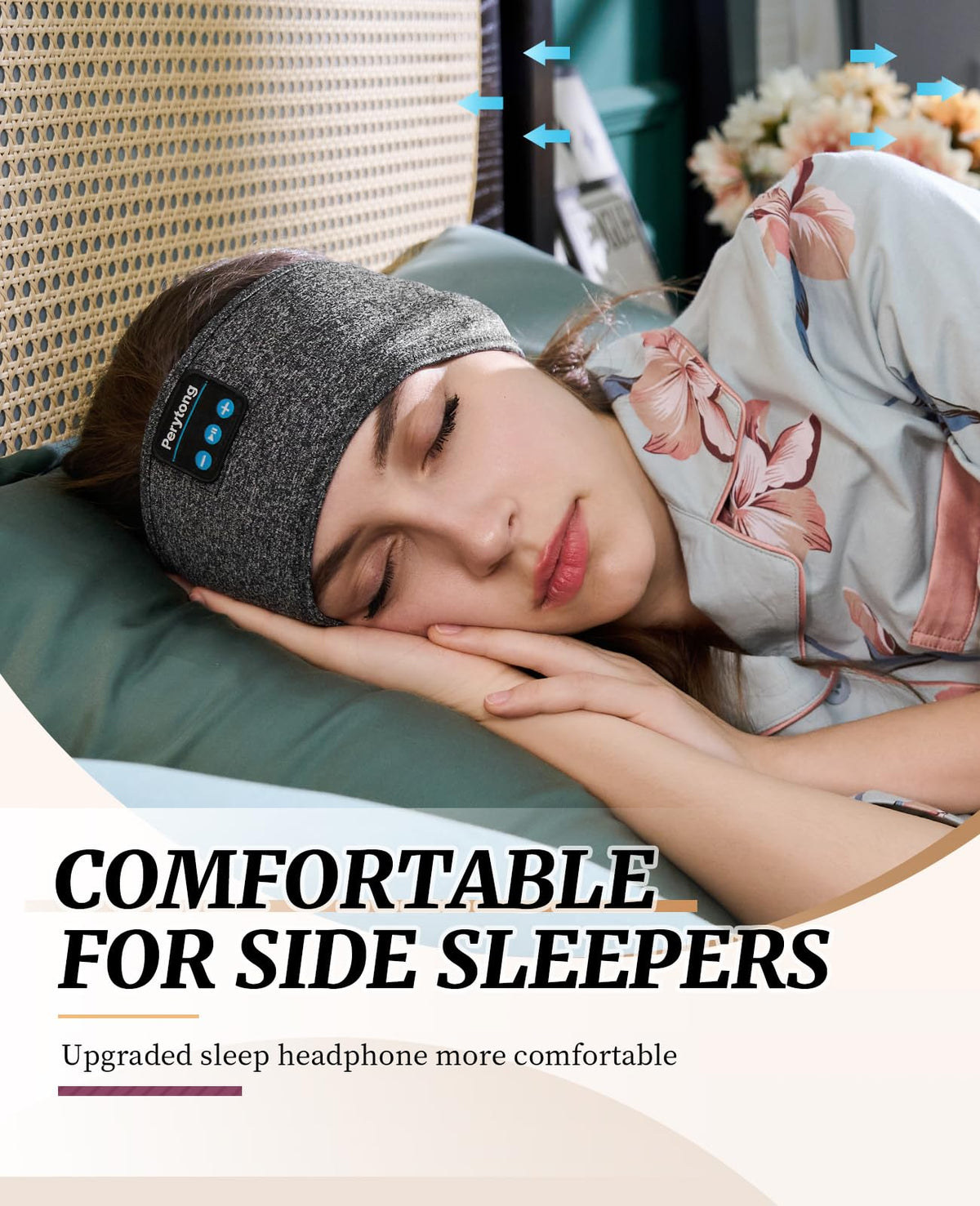 Perytong Sleep Headphones Wireless, Bluetooth Sports Headband Headphones with Ultra-Thin HD Stereo Speakers Perfect for Sleeping,Workout,Jogging,Yoga,Insomnia, Air Travel, Meditation (Charcoal Grey)