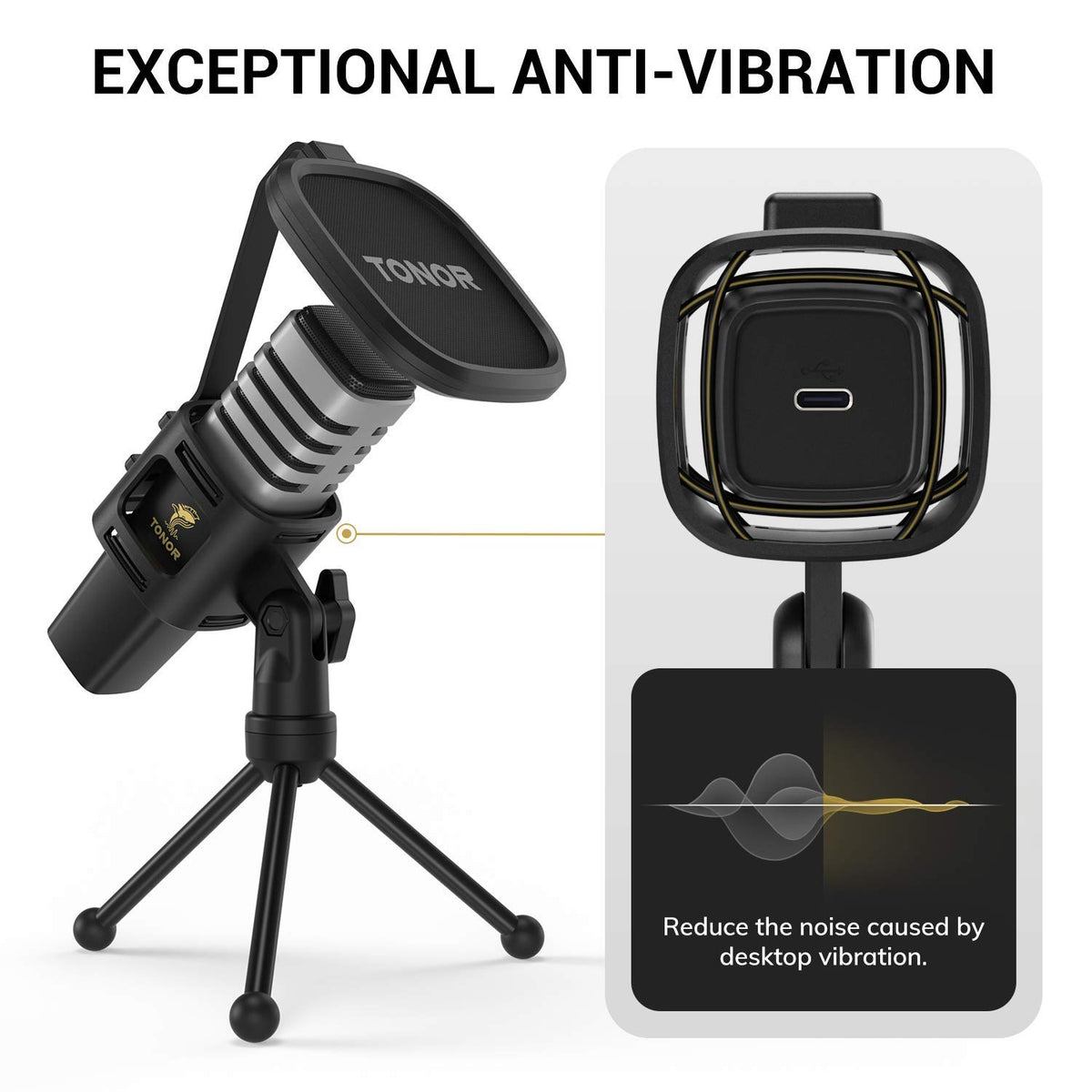 TONOR RGB USB Microphone, Cardioid Condenser Computer PC Mic with Tripod Stand, Pop Filter, Shock Mount for Gaming, Streaming, Podcasting, YouTube, Twitch, Compatible with Laptop Desktop,TC30 with RGB