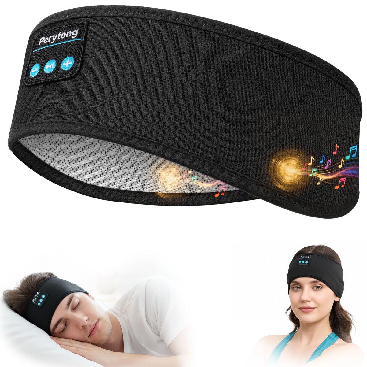 Perytong Sleep Headphones Wireless, Bluetooth Sports Headband Headphones with Ultra-Thin HD Stereo Speakers Perfect for Sleeping,Workout,Jogging,Yoga,Insomnia, Air Travel, Meditation (Charcoal Grey)