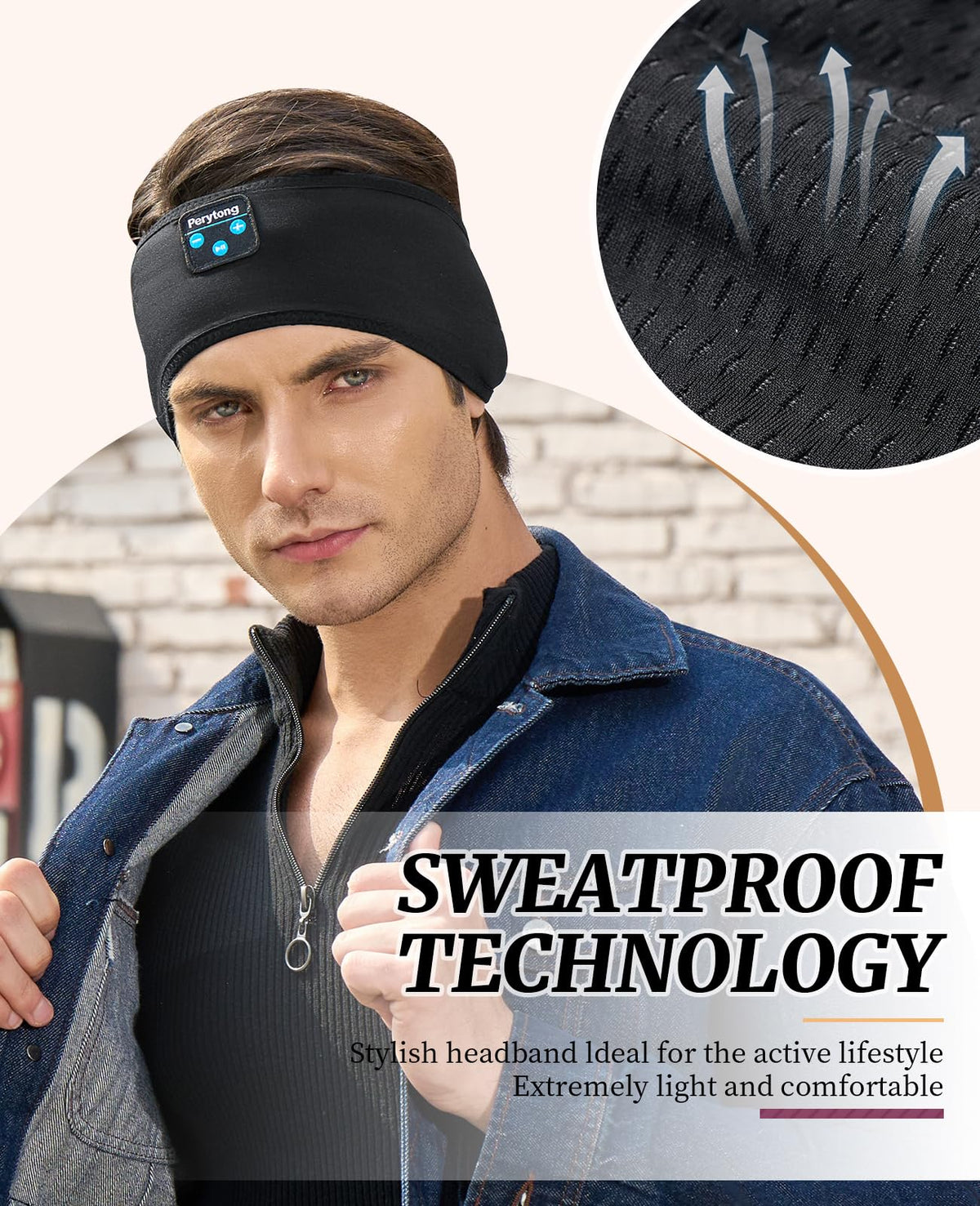 Perytong Sleep Headphones Wireless, Bluetooth Sports Headband Headphones with Ultra-Thin HD Stereo Speakers Perfect for Sleeping,Workout,Jogging,Yoga,Insomnia, Air Travel, Meditation (Charcoal Grey)