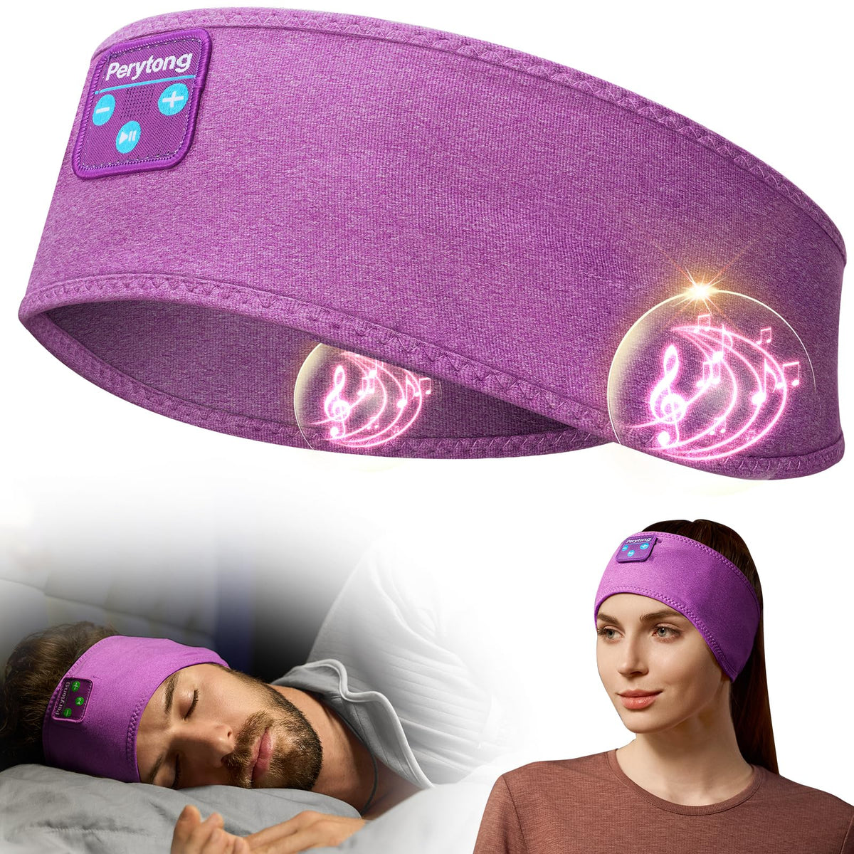 Perytong Sleep Headphones Wireless, Bluetooth Sports Headband Headphones with Ultra-Thin HD Stereo Speakers Perfect for Sleeping,Workout,Jogging,Yoga,Insomnia, Air Travel, Meditation (Charcoal Grey)