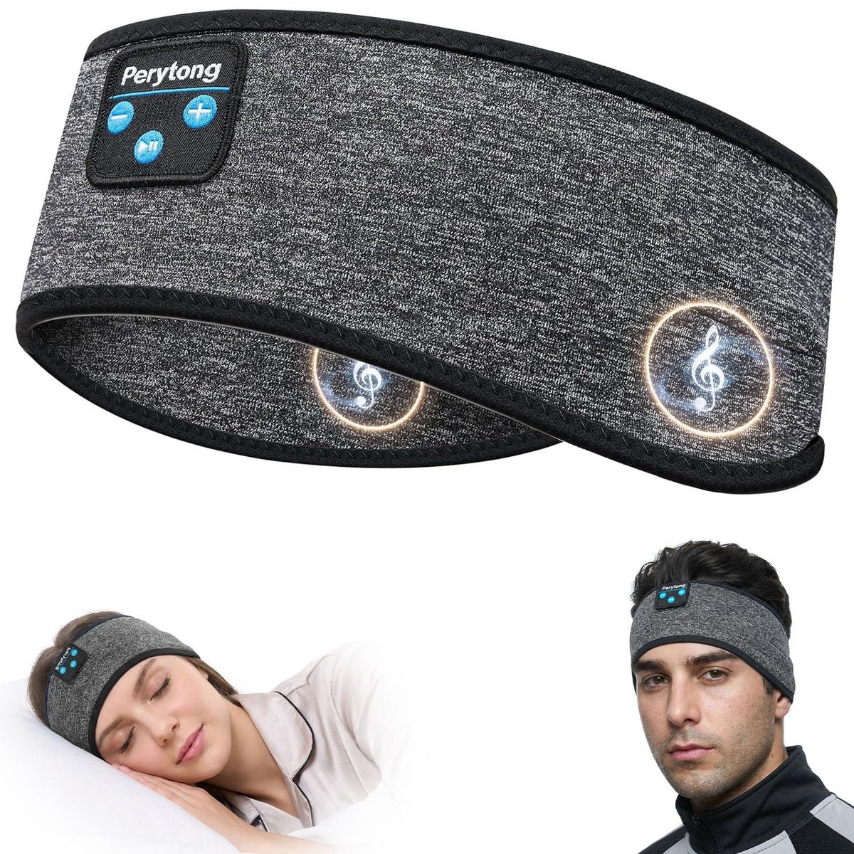 Perytong Sleep Headphones Wireless, Bluetooth Sports Headband Headphones with Ultra-Thin HD Stereo Speakers Perfect for Sleeping,Workout,Jogging,Yoga,Insomnia, Air Travel, Meditation (Charcoal Grey)