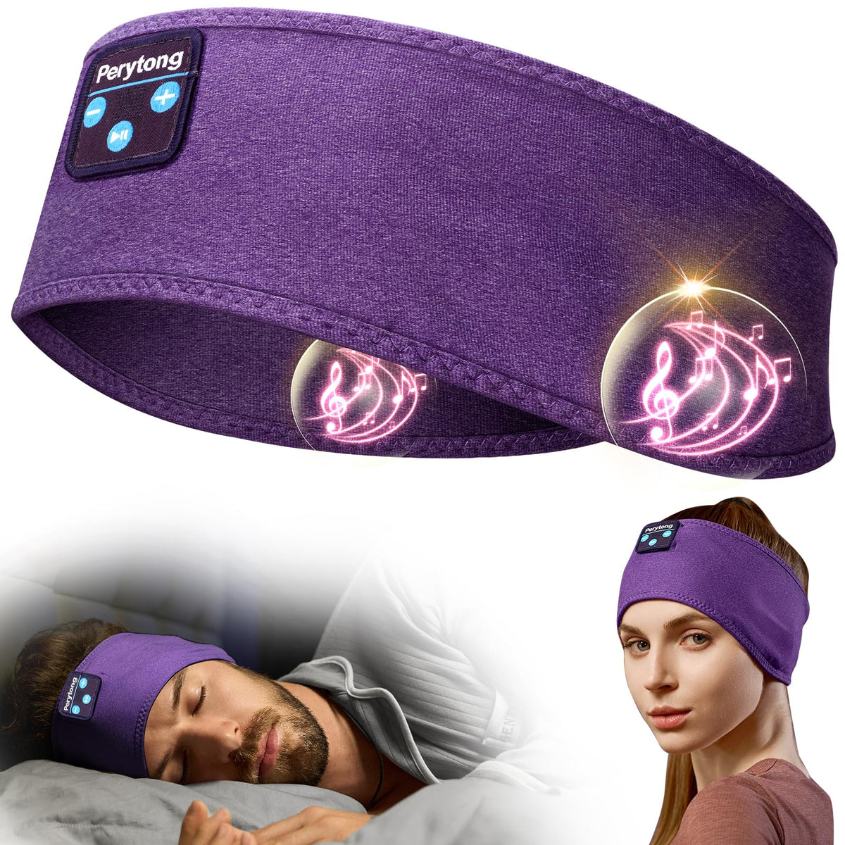 Perytong Sleep Headphones Wireless, Bluetooth Sports Headband Headphones with Ultra-Thin HD Stereo Speakers Perfect for Sleeping,Workout,Jogging,Yoga,Insomnia, Air Travel, Meditation (Charcoal Grey)