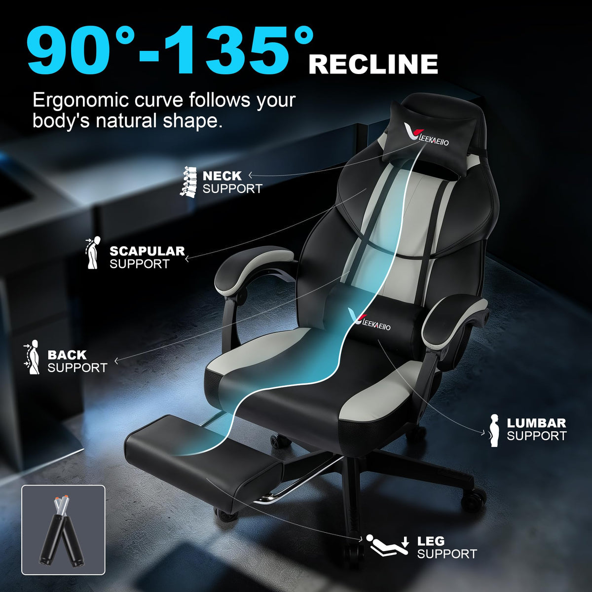 Gaming Chair Big and Tall for Heavy People 400 lbs, Wide Seat Office Chair