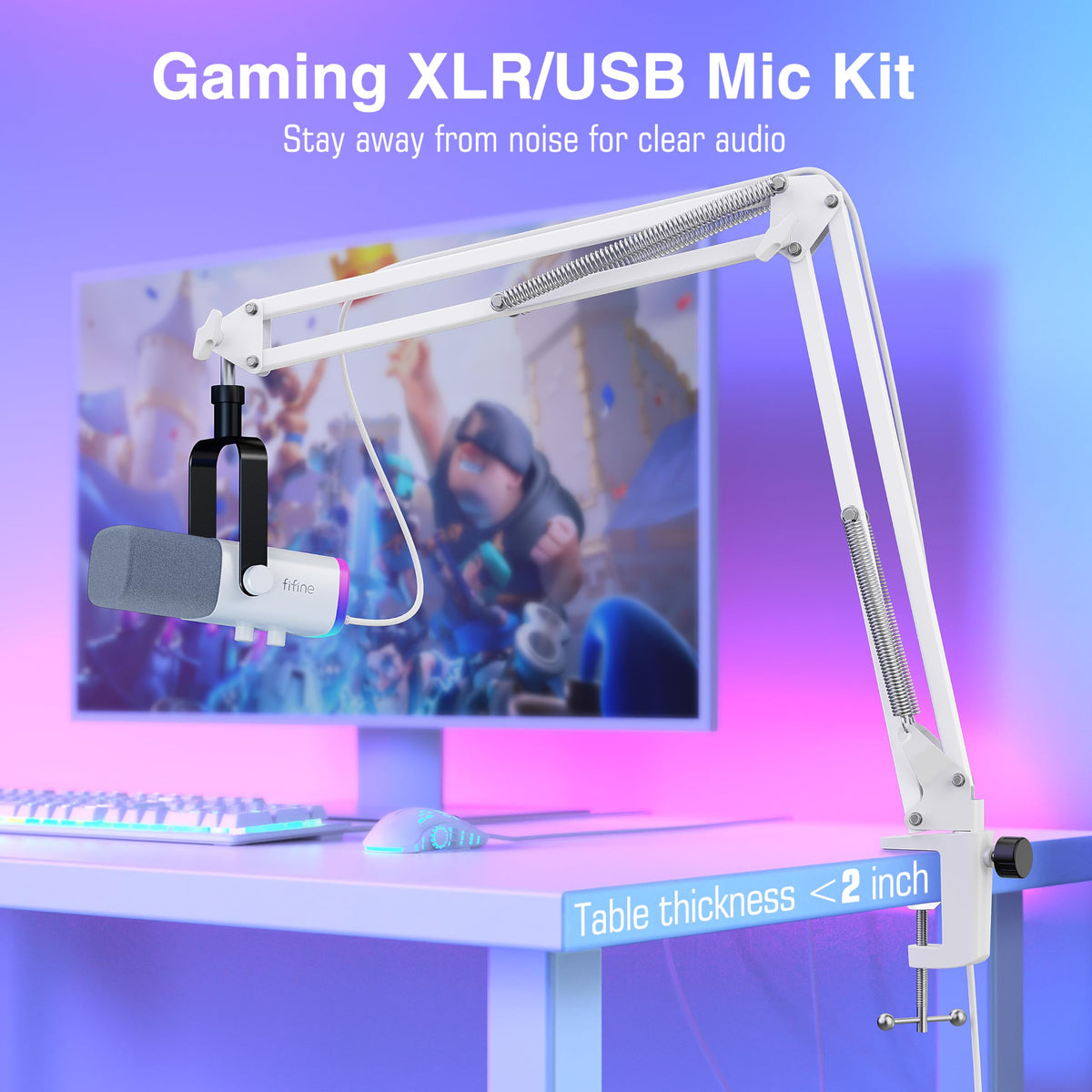 FIFINE AmpliGame AM8T XLR/USB Gaming Microphone Set, Dynamic PC Mic