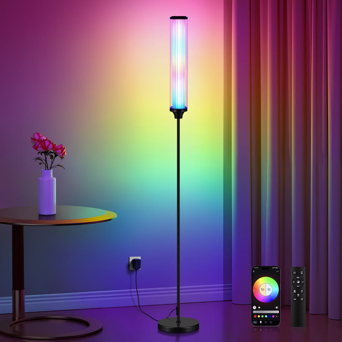 FRIDEKO HOME Smart Floor Lamp Set of 2 - Color Changing, Music Sync, App & Remote Control