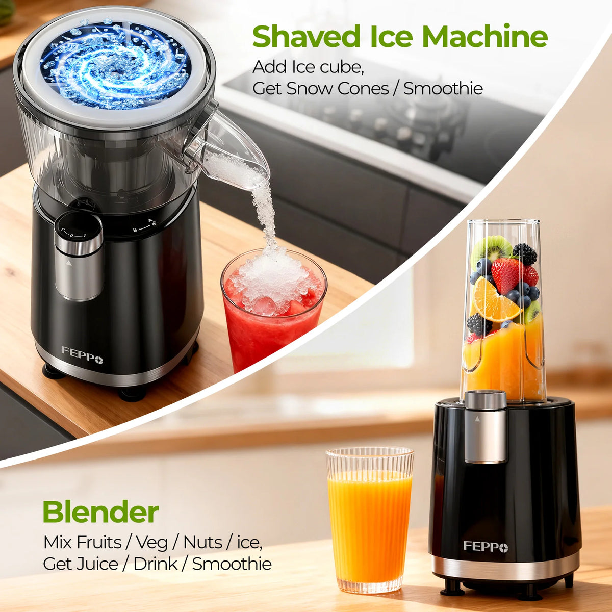 FEPPO Powerful Smoothie Blender - Stainless Steel, Margaritas & Shakes