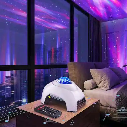 HODANS Northern Galaxy Aurora Projector - 33 Light Effects, Bluetooth Speaker, White Noise, Remote