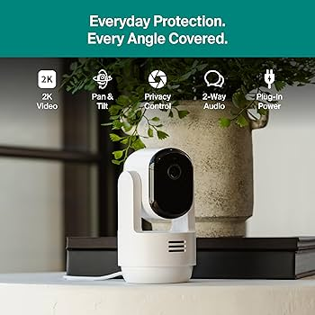 Arlo Essential Plug-In Security Camera 2K Pan & Tilt with Privacy Control